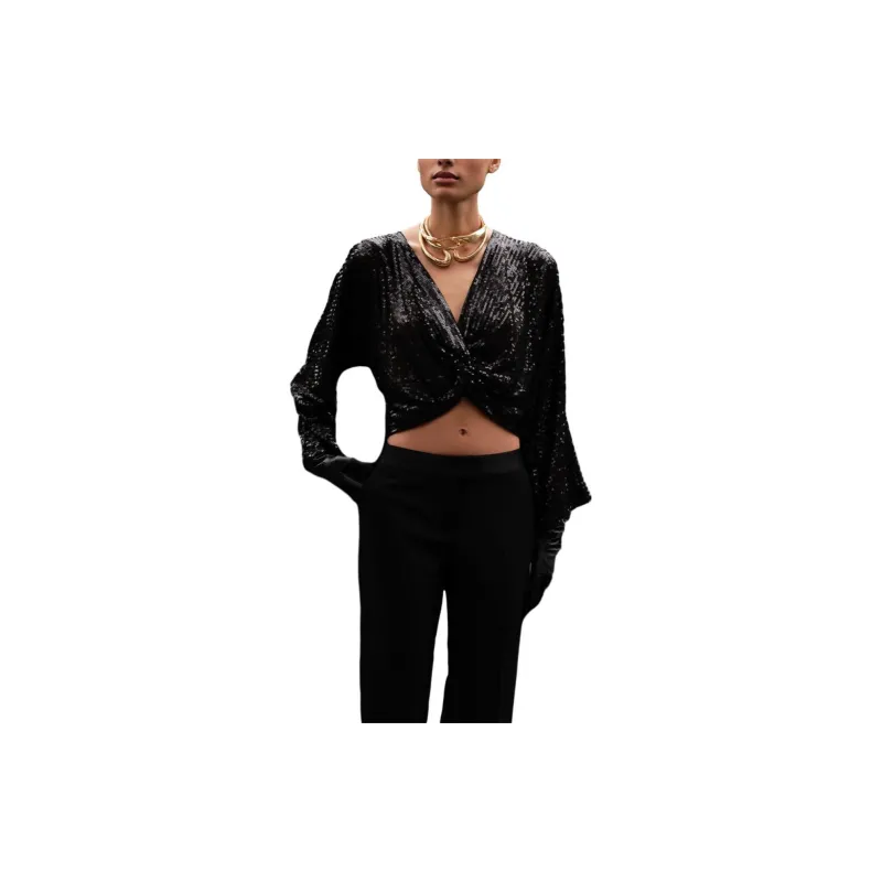 ZARA Crop Tops Women's Black-2