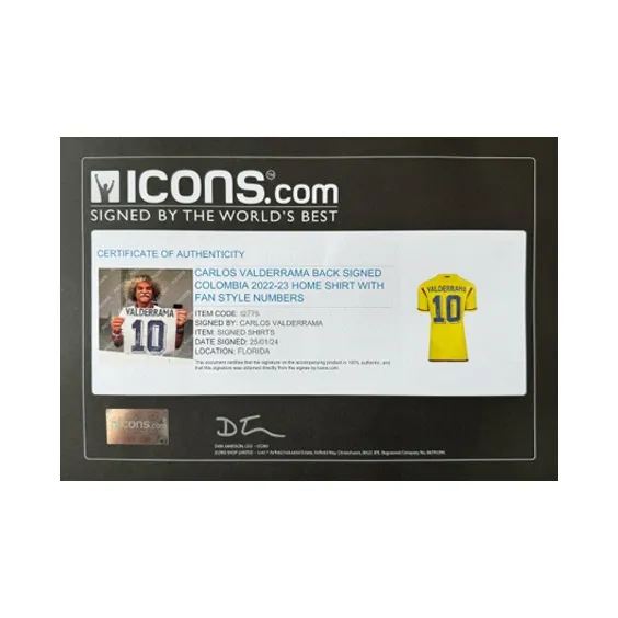 Three For Colombia National Team Jersey Icons Certificate, Deluxe Mounting Unisex-4