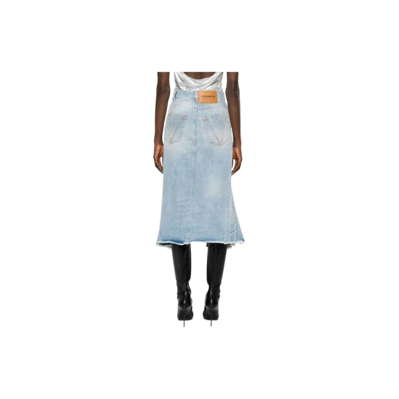 Vetements High-Waisted Frayed Edge Denim Skirt-2