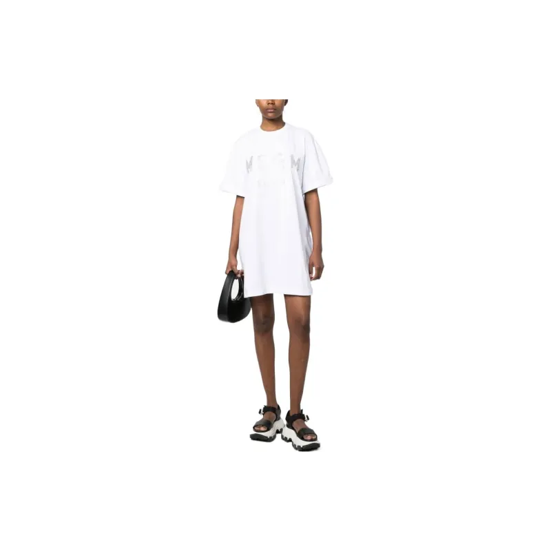 MSGM Logo Print T shirt Dress-1