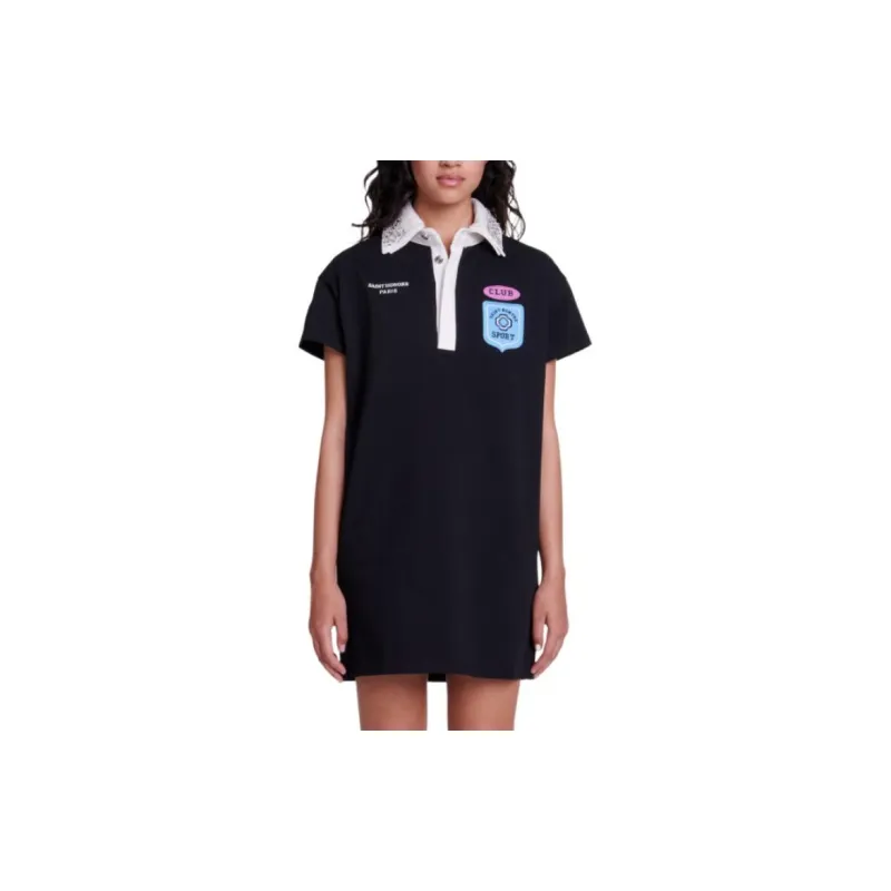 Maje Rhinestone embellished Polo Dress-1