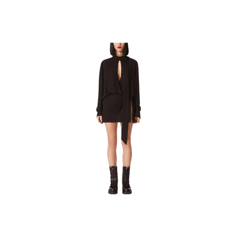 Valentino SS22 Long Sleeved Dress Women's Black-2