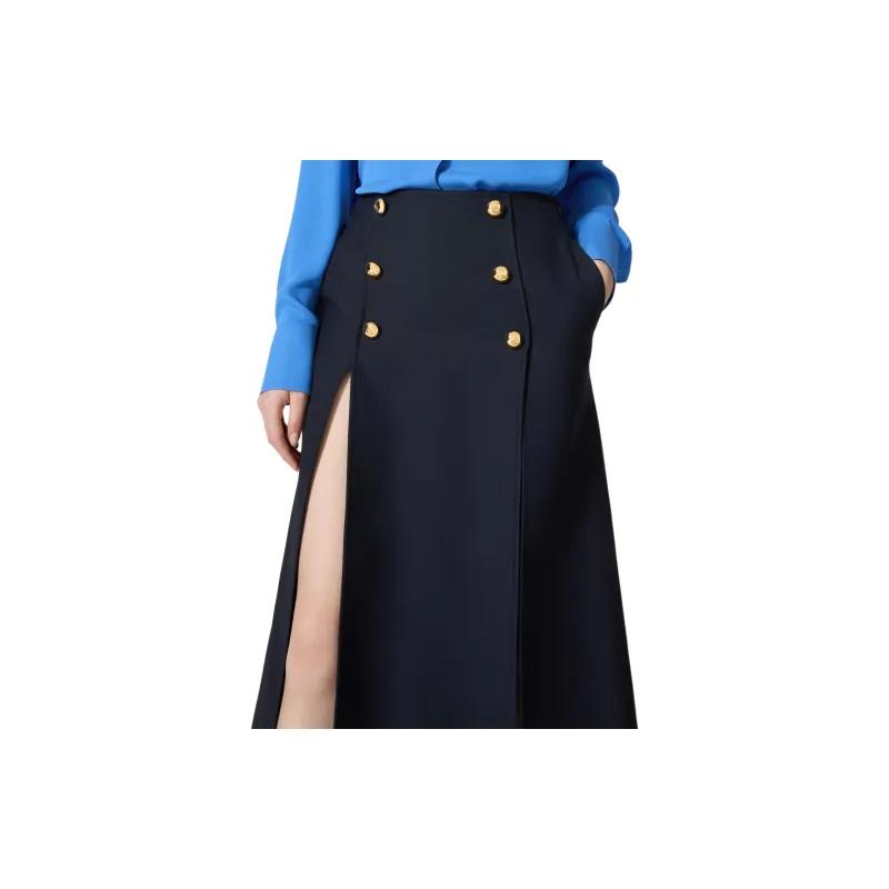 Valentino Button Detailed High-Rise Midi Skirt-4