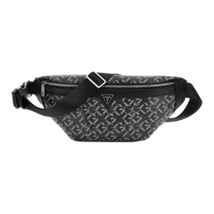 GUESS Polyurethane One Shoulder Crossbody Fanny Pack Regular Men's Black-0