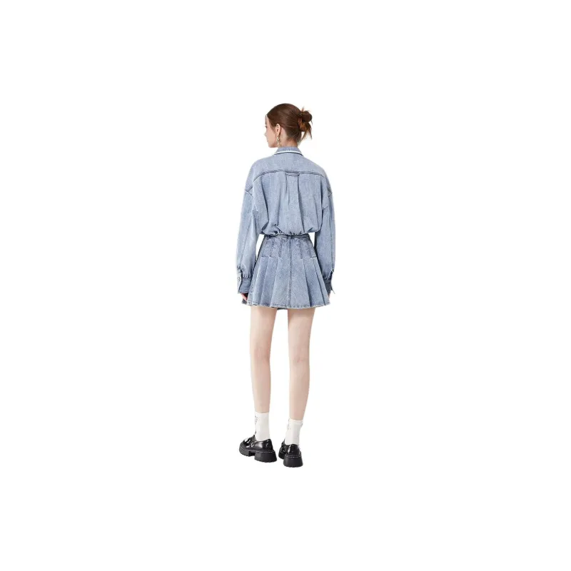 AIVEI Casual Short Skirts Women's Denim Light Blue-1