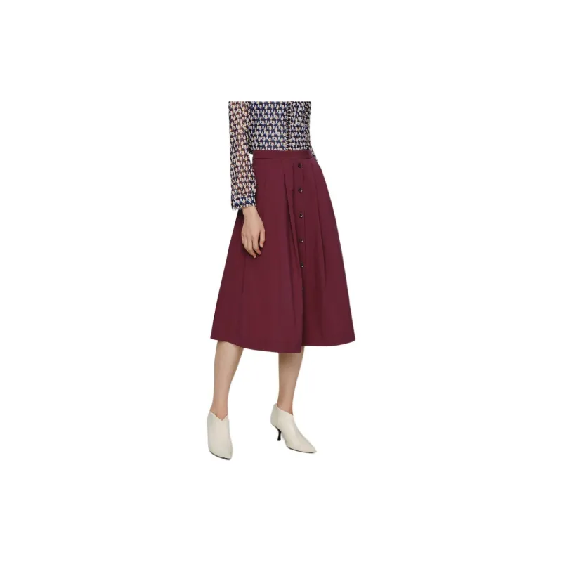 JZ. ANNAKRO Casual Long Skirts Women's Burgundy-3