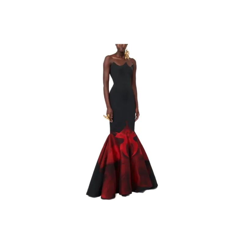 Alexander McQueen Sleeveless Dresses Women's Black Red-3