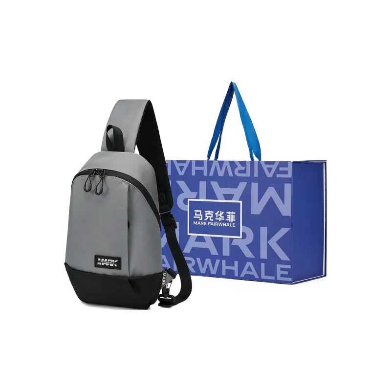 FAIRWHALE Fabric Sling Bag Shoulder Bag Crossbody Bag Regular Unisex Black/Medium Gray-4