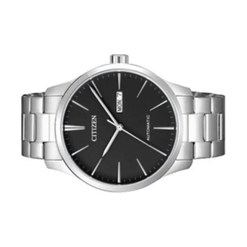 CITIZEN Automatic Mechanical Movement Stainless Steel Strap Watch Men's Watch Black Dial-3