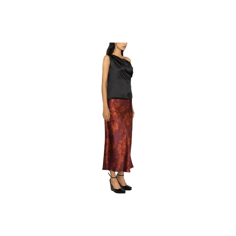 Reformation Casual Long Skirts Women's Rose Red-3