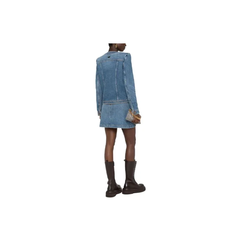 BALMAIN Denim Jackets Women's Blue-2