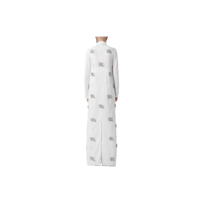 Burberry Long-Sleeved Dresses Women's White-2