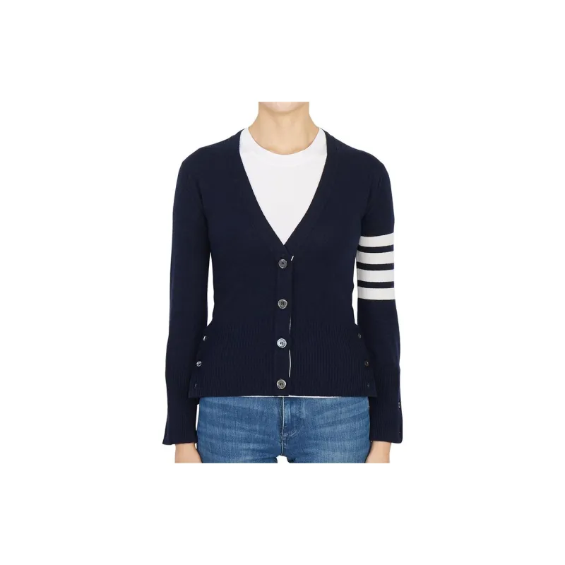 THOM BROWNE 4 Bar V Neck Cardigan-1