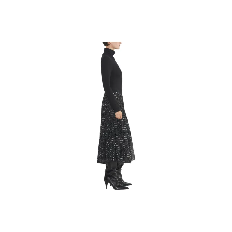ARITZIA Wilfred New Twirl Pleated Skirt Casual Long Skirts Women's Black/White-4