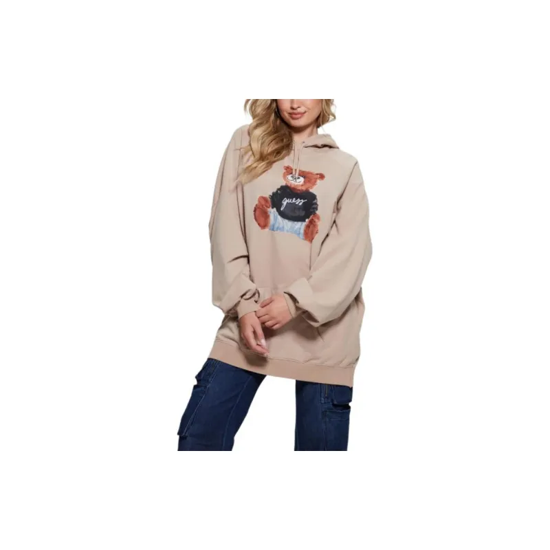GUESS Washed Oversize Hoodie Sweatshirt Women's Clay-1