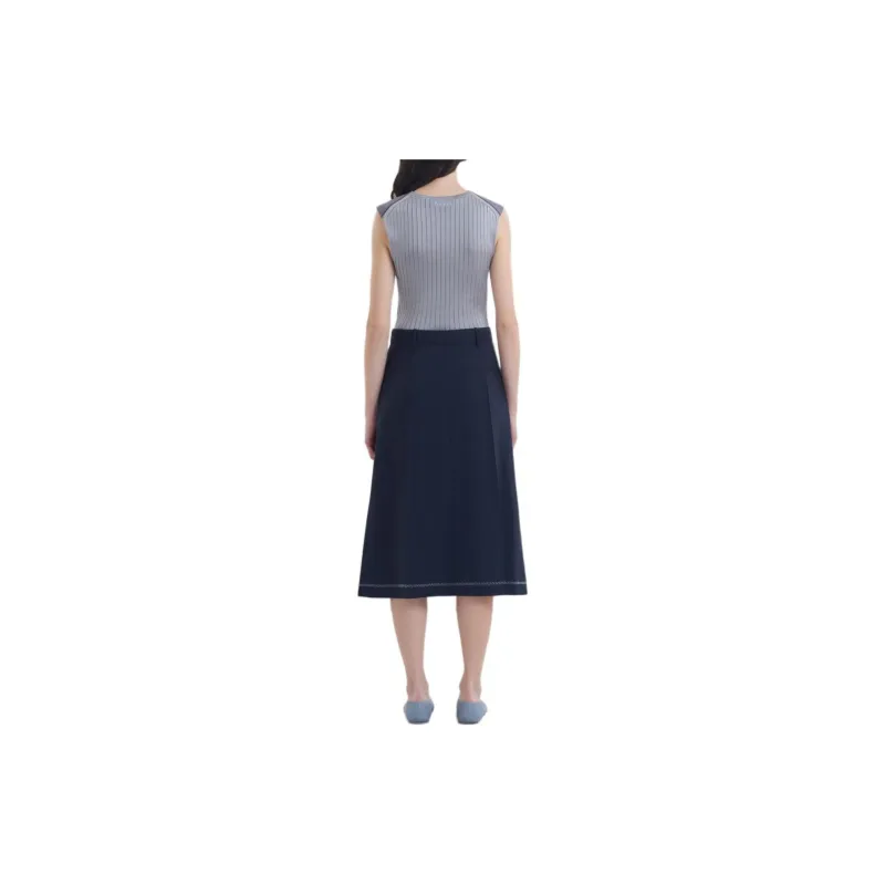 MARNI Asymmetric Hem Wool Skirt 'Blue'-2