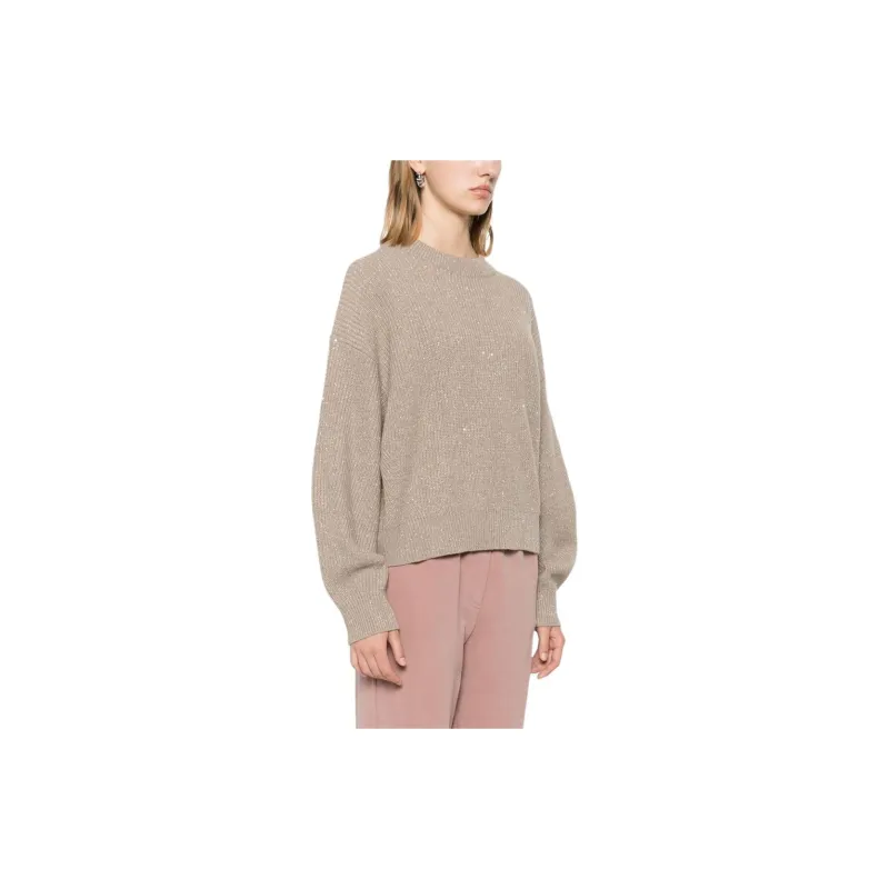 Brunello Cucinelli Sequin Embellished Knitted Jumper-3