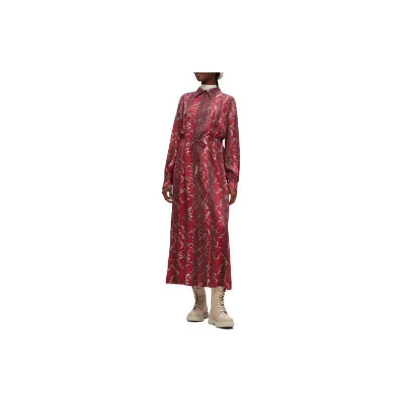 HUGO BOSS Long Sleeved Dresses Women's Red-2