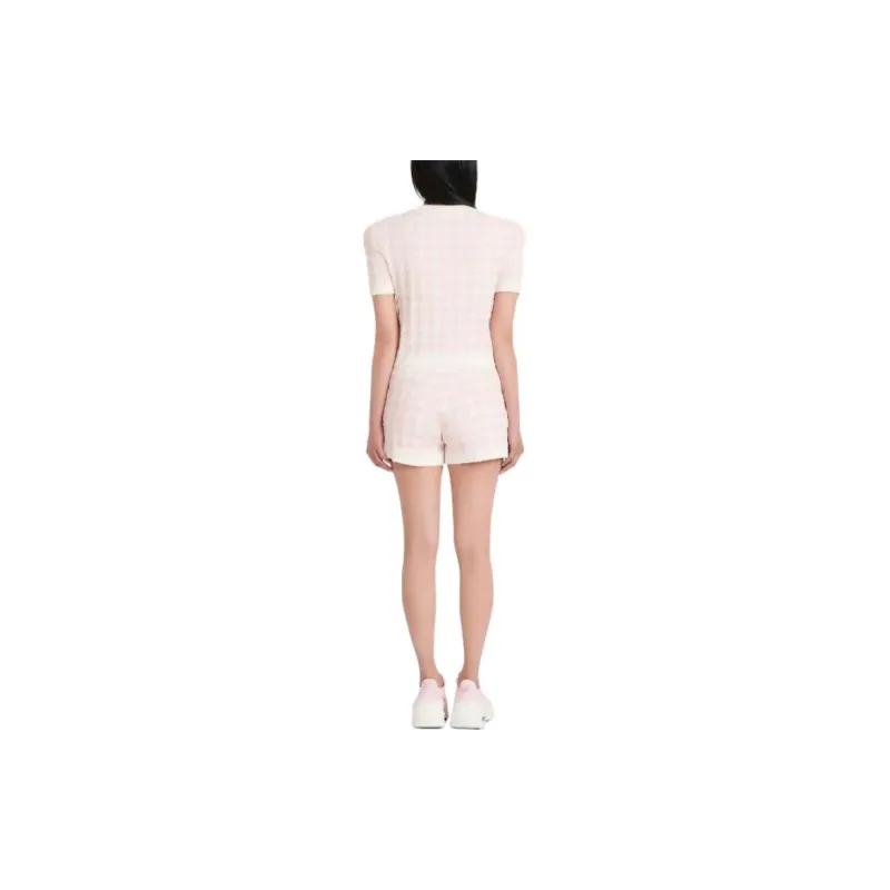 BALMAIN Houndstooth Cropped Cardigan 'Rose'-2