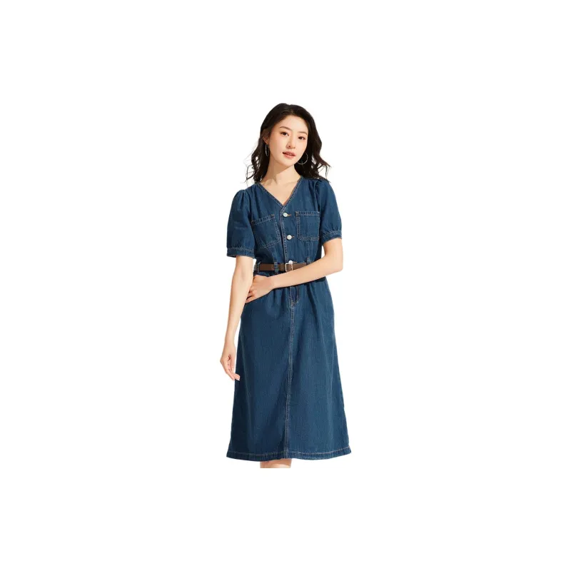 Hotwind Short Sleeved Dress Women's Dark Blue-3