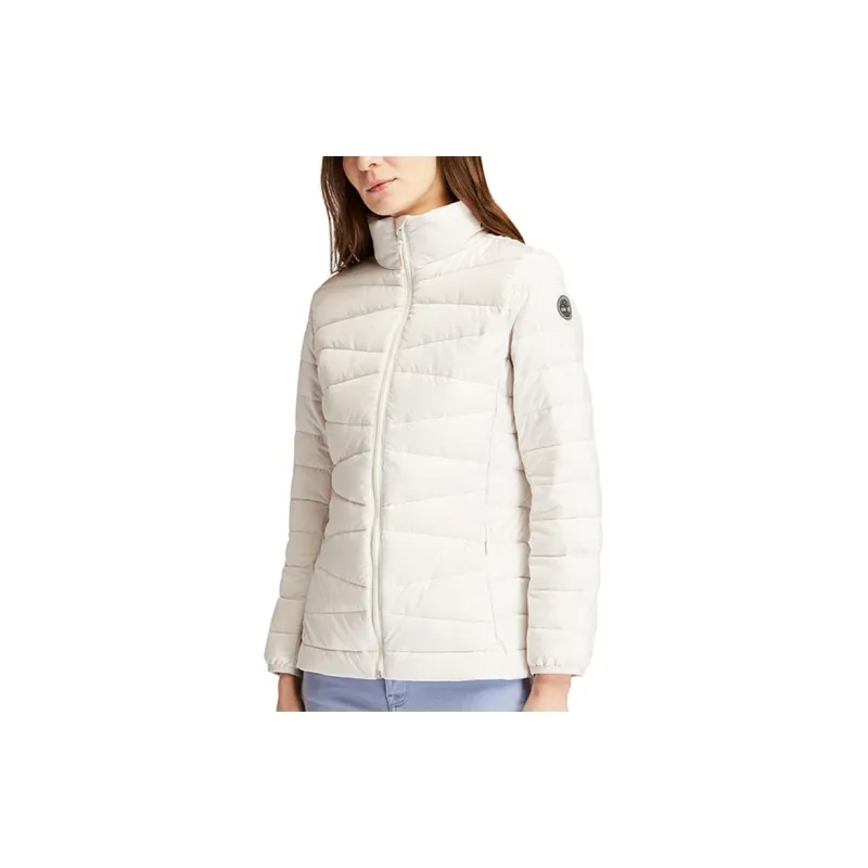Timberland Solid Color Stand Collar Puffer Jacket Women's White-3