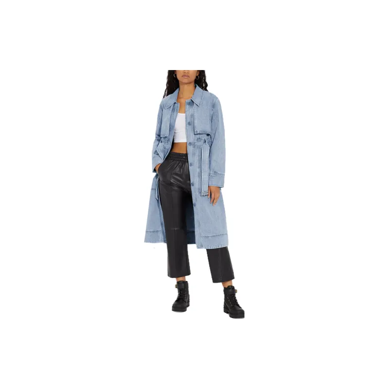 COACH Trench Coats Women's Blue-2