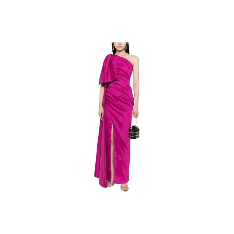 RACHEL GILBERT Alessandra One-shoulder Shantung Maxi Dress-1
