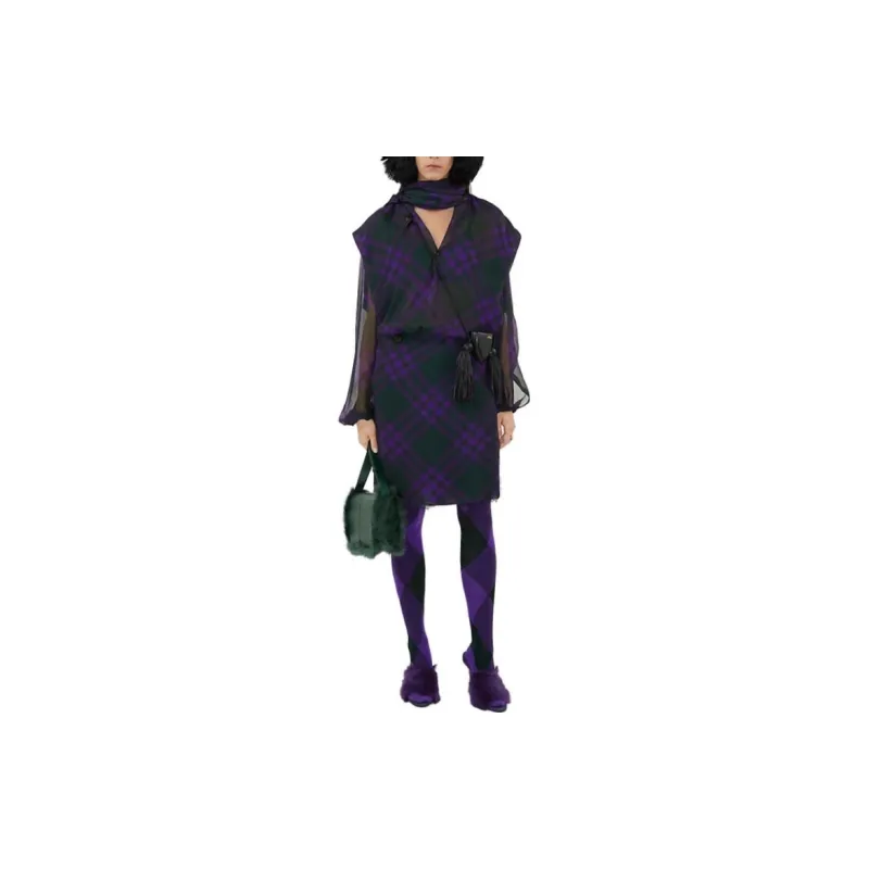 Burberry Check-Pattern Scarf Detailed Blouse-1