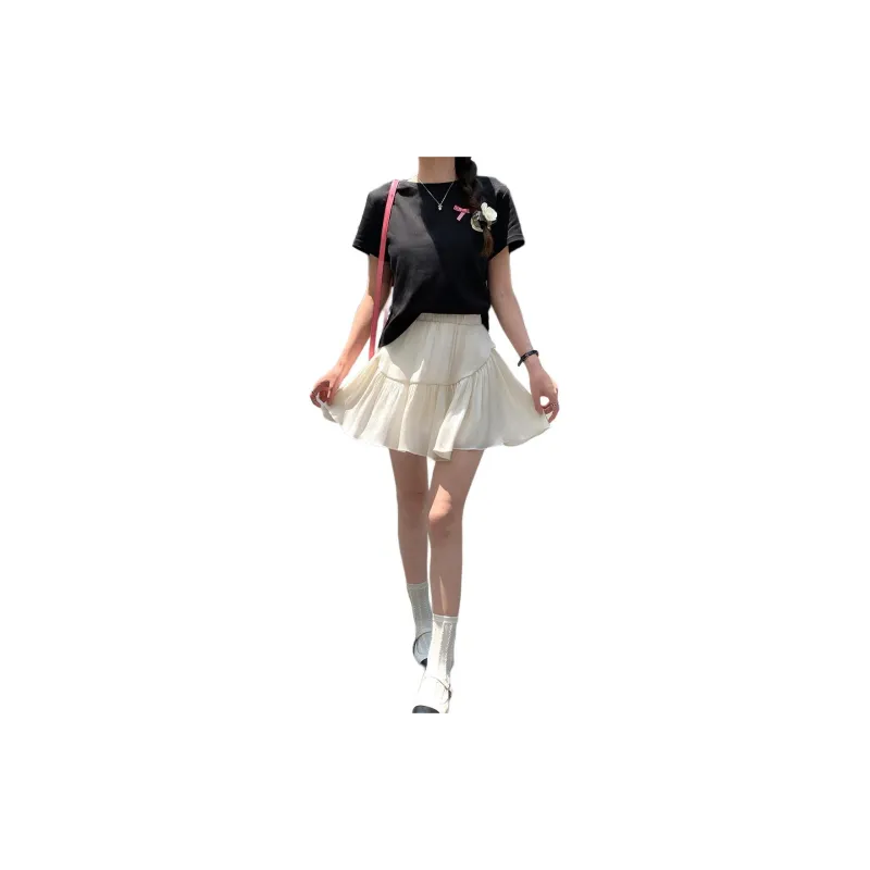 Tonlion Casual Short Skirts Women's Ecru-2