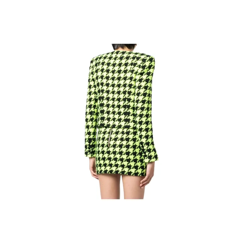 BALMAIN Houndstooth pattern Embellished Tweed Jacket-2