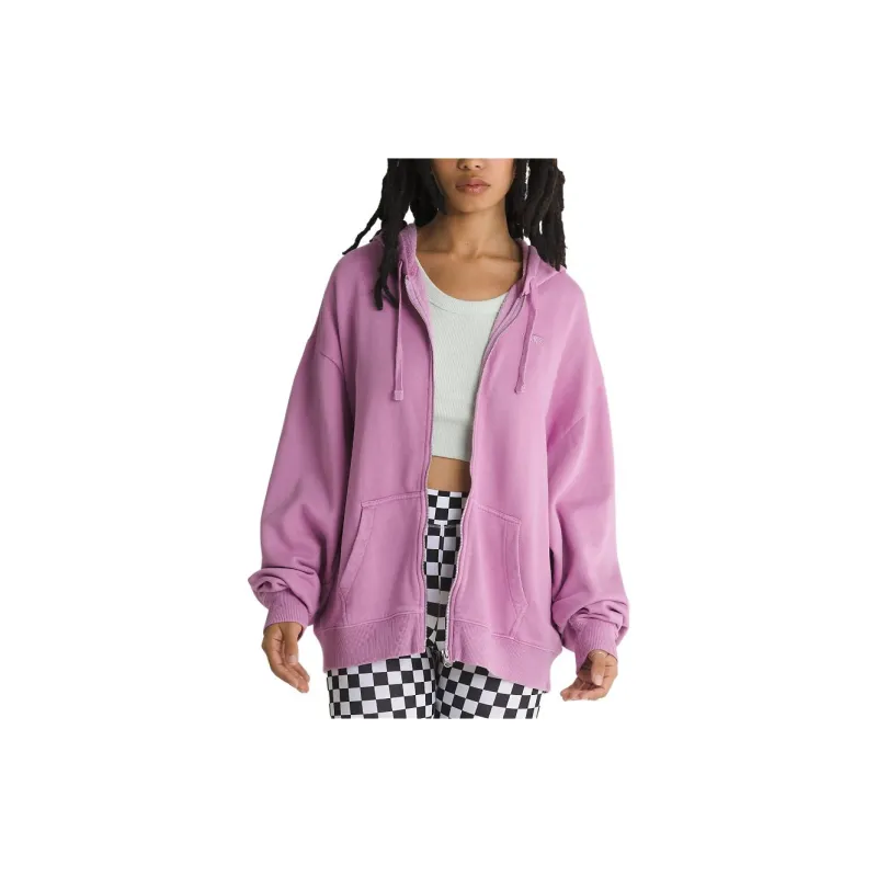 Vans Oversized Full Zip Hoodie Sweatshirt Women's Pink-2