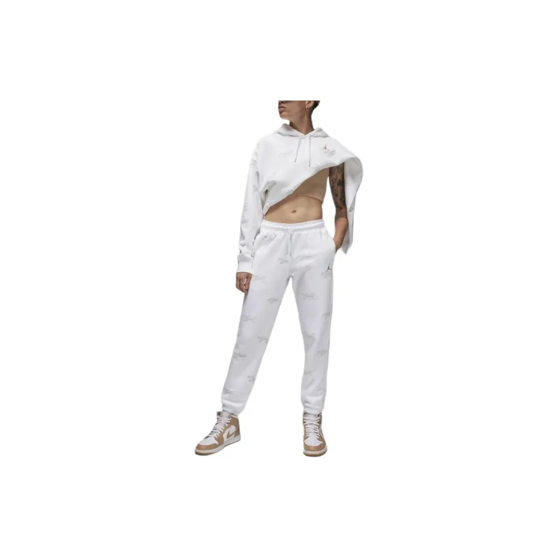 Jordan Brooklyn Fleece Knitted Sports Pants Women's White-1