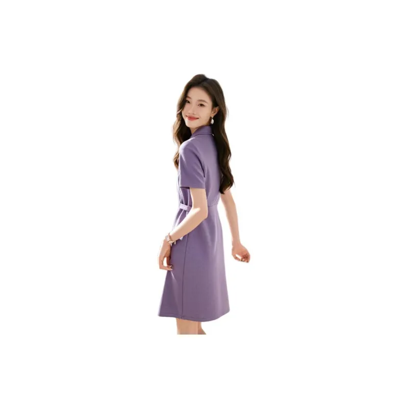 Mo Han Yi Mei Short Sleeved Dress Women's Vine Purple-2