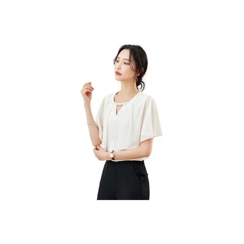 TERRE BLEUE SS24 Chiffon Shirts Women's Apricot-4