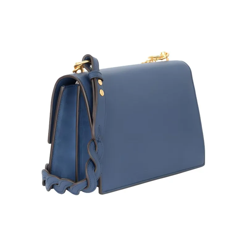 TORY BURCH TB Miller Grain Cow Leather Shoulder Strap Shoulder Bag Medium Size Women's Blue-1