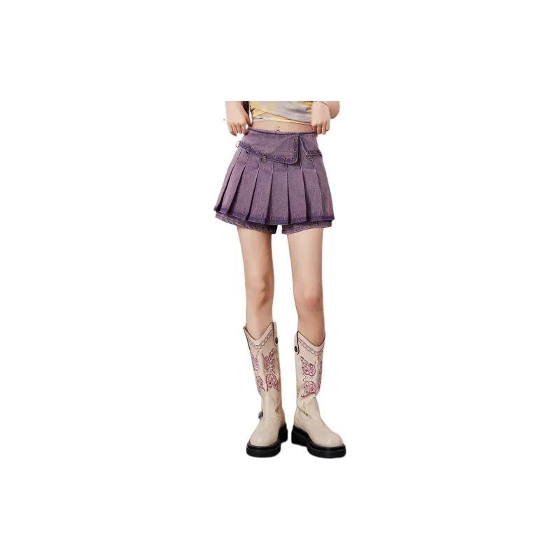 LA CRAWFISH Denim Short Skirts Women's-1