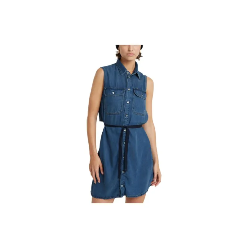 G-STAR RAW Sleeveless Dress Women's Medium Blue-1