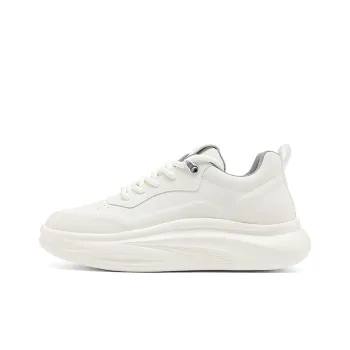 JOSINY Small White Shoes Lightweight Cushioning Rebound Low Top Casual Shoes Men's Ecru