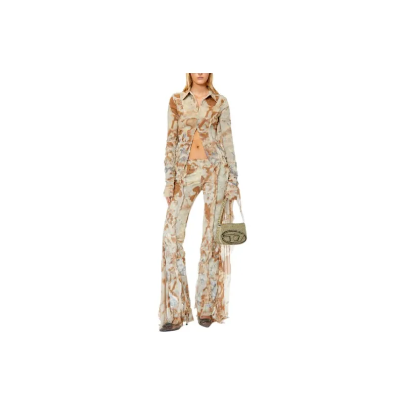 DIESEL Camo Shirt In Two-Layer Chiffon Shirt Women's Multicolor-2