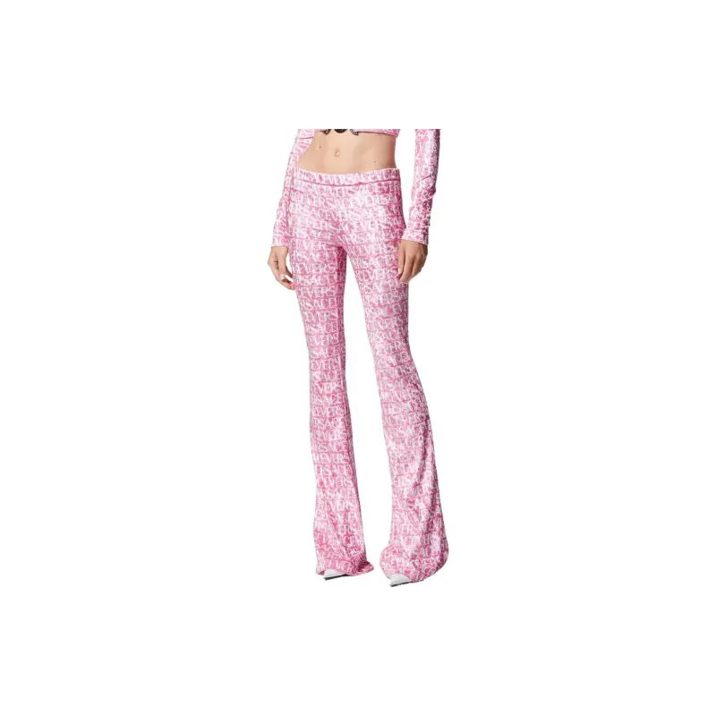 VERSACE Logo print Flared Trousers-2