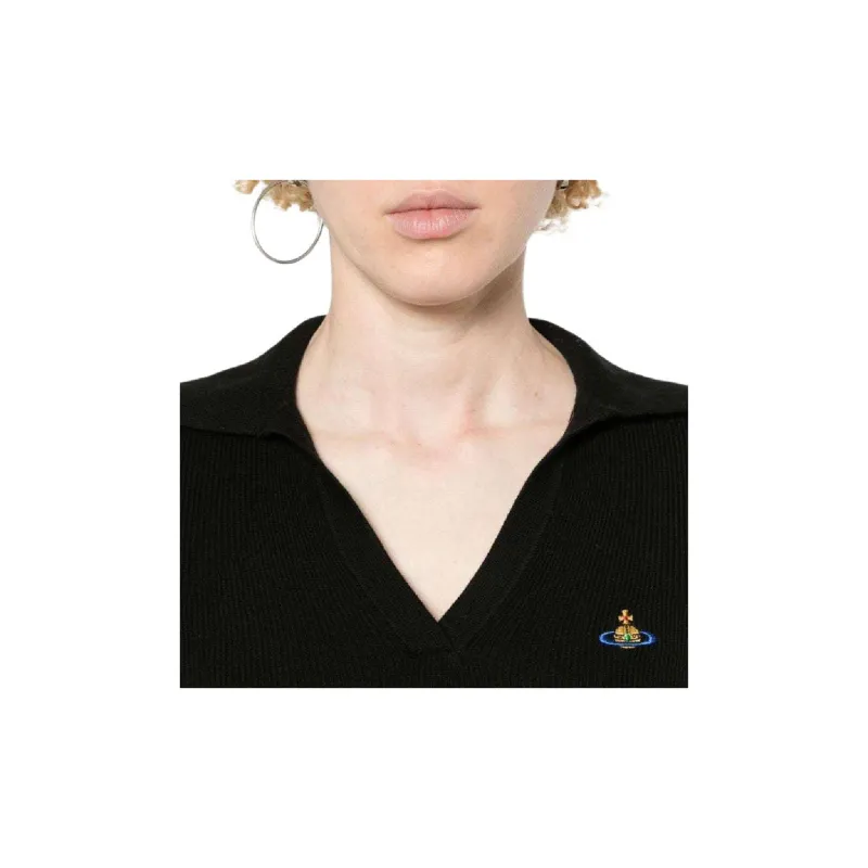 Vivienne Westwood Orb Embroidered Knitted Polo Top-4