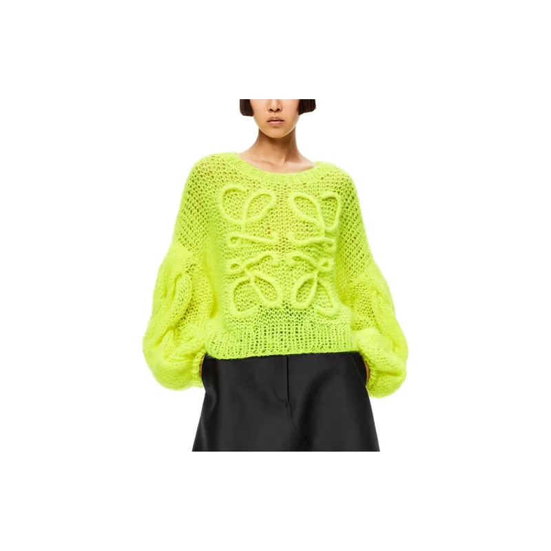 LOEWE Anagram Mohair Sweater 'Neon Yellow'-1