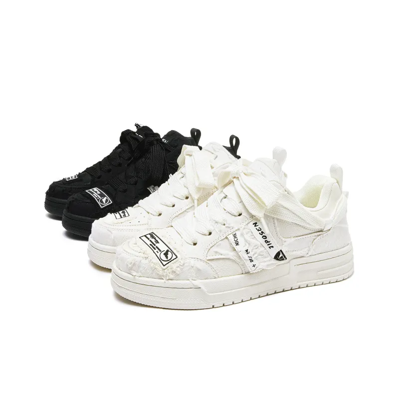 JIPOSEN Wrecking Patch Collection Low Top Skateboard Shoes Unisex White-4