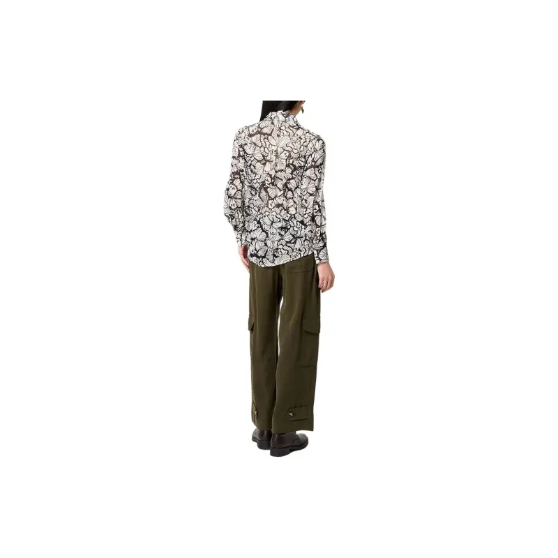CLUB MONACO Shirt Women's Black And White Butterfly Print-2