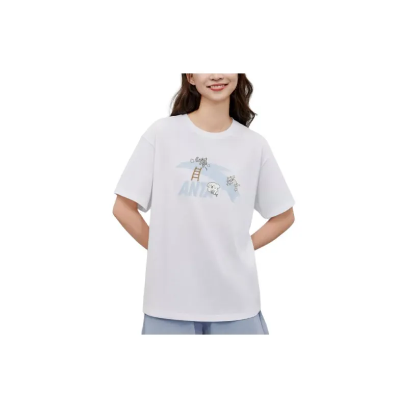 Anta T Shirt Women's Jade Blue White-1