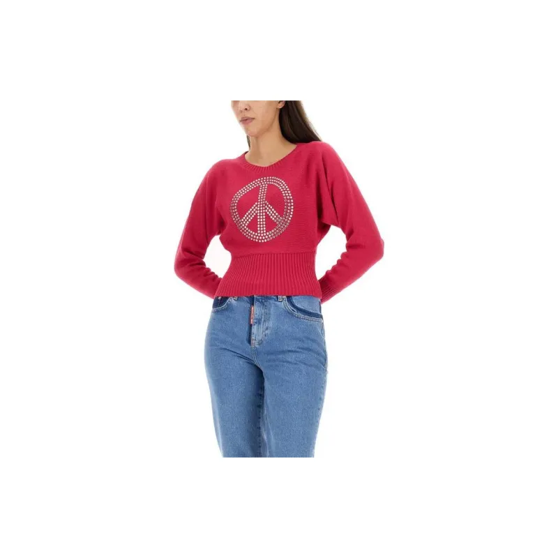 MOSCHINO Rhinestone Cropped Jumper-3