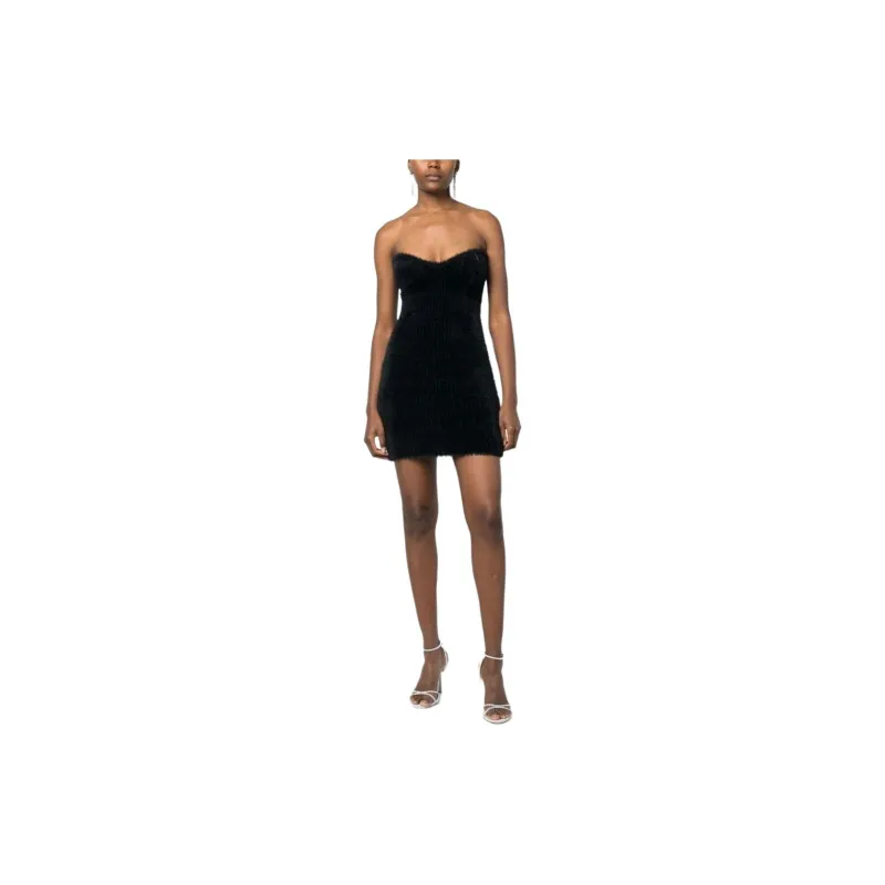 OFF-WHITE Fuzzy Gloves Strapless Minidress-2