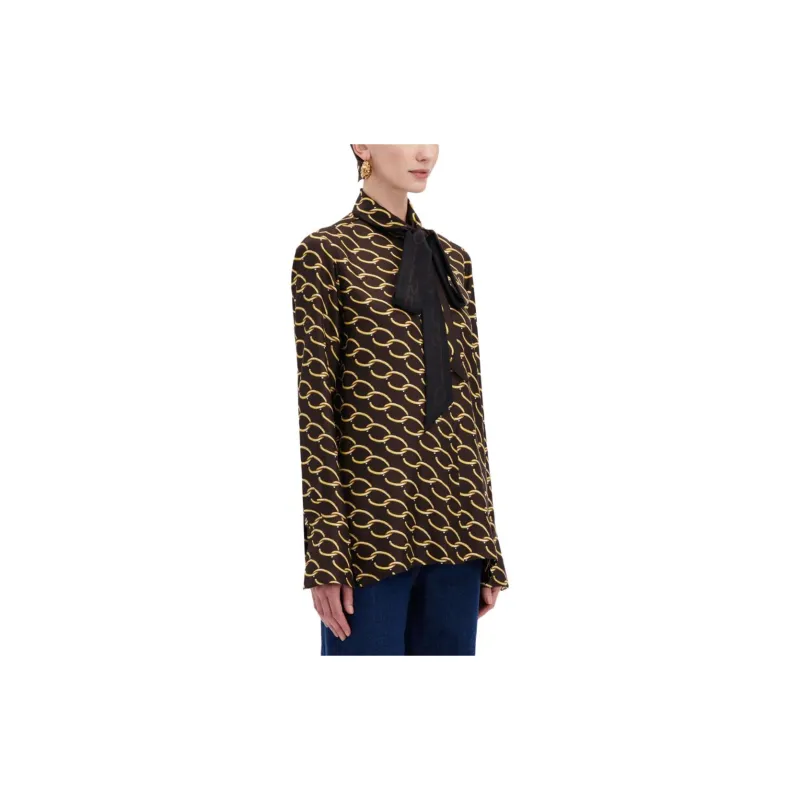 Oscar De La Renta Oscar Chain link Silk Twill Blouse-3