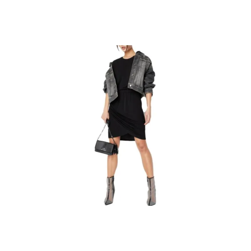 ARMANI EXCHANGE Short Sleeved Dresses Women's Black-4