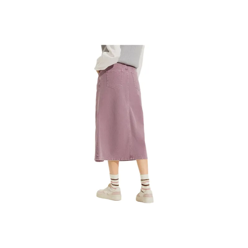 Hotwind Denim Long Skirt Women's Pink-2